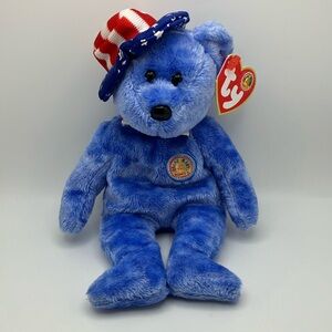 3/$30 | TY Beanie Baby | Founders The blue USA Teddy Bear with Hat Plush Toy